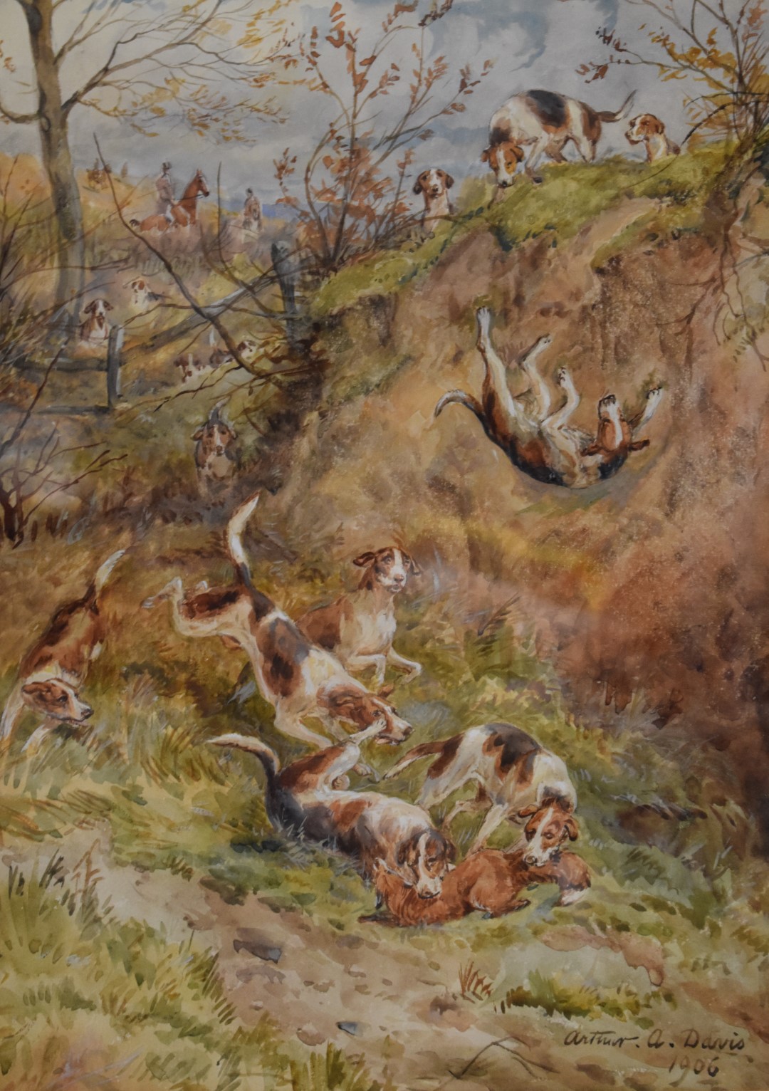 Arthur Alfred Davis (b 1859 fl 1877-1905) three watercolour hunting scenes, all signed and dated - Image 4 of 8