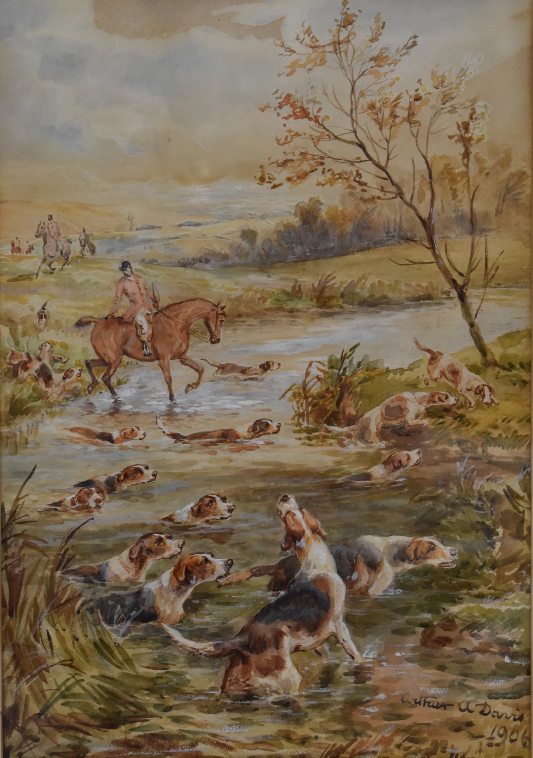 Arthur Alfred Davis (b 1859 fl 1877-1905) three watercolour hunting scenes, all signed and dated - Image 3 of 8
