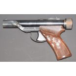 HY-Score .22 target air pistol with engraved frame, shaped and chequered Bakelite grips and
