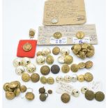 Small collection of approximately fifty military buttons including Royal Gloucestershire Hussars,