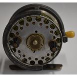 Hardy Brothers of Alnwick 'The Silex' no2 salmon fly fishing alloy reel, unusual wide drum model (
