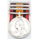 British Army Queen's South Africa Medal 1899 with clasps for Relief of Kimberley, Paardeberg and