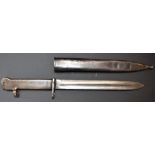Turkish all metal bayonet, stamped 23838 to grip, with 24cm blade and scabbard
