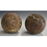Two antique cannon balls, diameter approximately 15cm