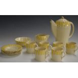 Susie Cooper part coffee set in a sunray design, pattern no 8601, H18cm