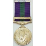 British Army General Service Medal with clasp for Malaya, named to 7895610 Trp. H Layton, 13th/