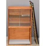 Retro / mid century Ladderax components, to include a glazed unit with sliding glass doors, a