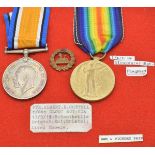 British Army WW1 medals comprising War Medal and Victory Medal named to 2858 Pte A E Cottell, 6th