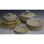 Approximately forty five pieces of Clarice Cliff for Wilkinson pottery Art Deco dinner ware