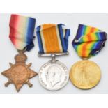 British Army WW1 medals comprising 1914/1915 Star, War Medal and Victory Medal named to 14350 Pte