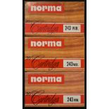 Sixty Norma .243WIN rifle cartridges, all in original boxes.  PLEASE NOTE THAT A VALID RELEVANT