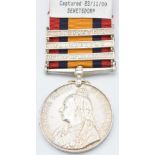 British Army Queen's South Africa Medal 1899 with clasps for Relief of Kimberley, Paardeberg and