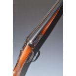 Armas Erbi 12 bore side by side shotgun with chequered grip and forend, named locks, double