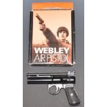 Webley Junior .177 air pistol with named and chequered grips, in box with instructions.