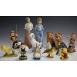 Lladro, Nao, Goebel Hummel, Sylvac, Beswick and Royal Doulton figures, tallest 25cm