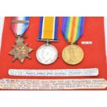 British Army WW1 medals comprising 1914 'Mons' Star with clasp for 5th August - 22nd November