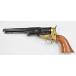 Uberti & Co Model 1862 .36 six-shot single action revolver with brass frame, shaped wooden grips and