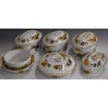 Five Royal Worcester tureens decorated in the Evesham pattern and two bowls