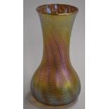 Okra iridescent gold vase, marked 'Trial' to base, 'Okra 2003 R P Golding', approximately 20cm
