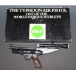 Webley Typhoon .22 target air pistol with shaped and chequered Bakelite grips and Webley 1.5x15