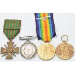 Four WW1 medals comprising War Medal named to 5970 A Cox, Leading Stoker, Royal Navy, Victory