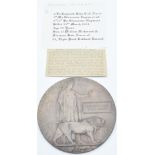 WW1 Memorial Plaque / Death Penny for Reginald John Cecil Nurse 2nd Lieutenant Gloucestershire
