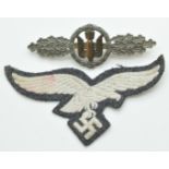 German WW2 Third Reich Nazi Eastern Front Flying clasp for the Luftwaffe stamped F and B L to
