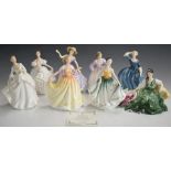 Eight Royal Doulton figurines including Figure of the Year Deborah, with certificate