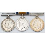 British Army WW1 medals comprising three War Medals named to 24772 Pte A Thatcher Hampshire