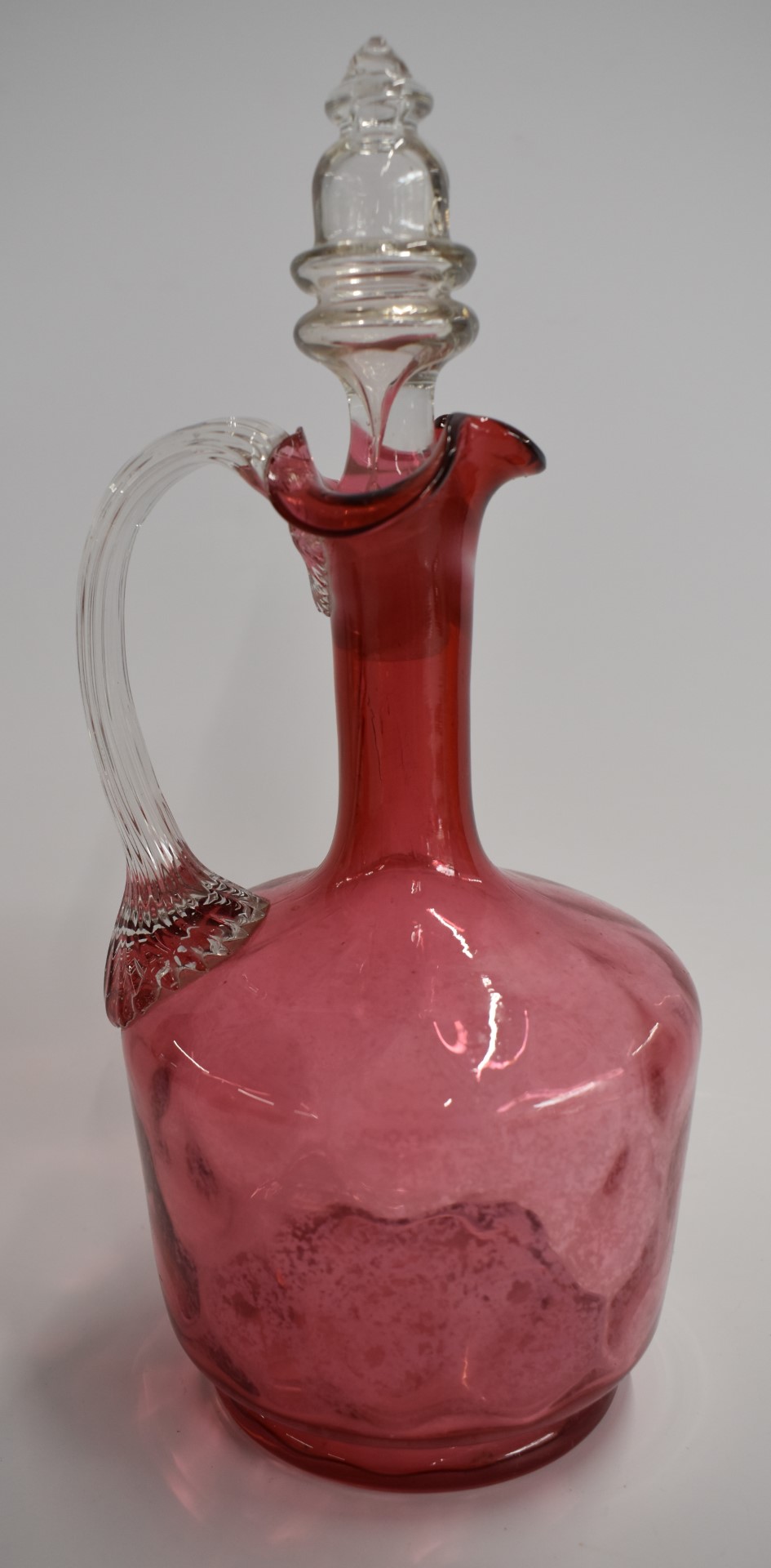 A collection of cranberry overlaid and cut glass items including a hallmarked silver mounted scent - Image 2 of 3