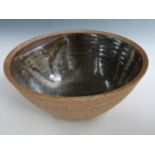 Bernard Leach, St Ives Pottery studio bowl with slip glazed interior and St Ives pottery seal mark