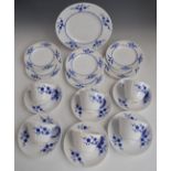 Spode 'blanc de chine' tea ware decorated in dark blue Geisha pattern comprising six cups, six trios