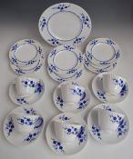 Spode 'blanc de chine' tea ware decorated in dark blue Geisha pattern comprising six cups, six trios