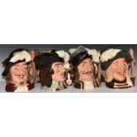 Eight large Royal Doulton character jugs including Four Musketeers