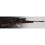 Air Arms .22 side lever air rifle with chequered semi-pistol grip and forend, raised cheek piece,
