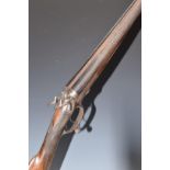 George Gibbs of Bristol 16 bore side by side hammer action shotgun with named locks, engraved