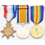 British Army WW1 medals comprising 1914/1915 Star, War Medal and Victory Medal named to 15422 Pte