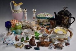 Ceramics and collectables including a motoring interest car radiator tea pot and jug, tortoise pin