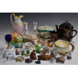 Ceramics and collectables including a motoring interest car radiator tea pot and jug, tortoise pin