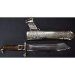 German Third Reich Nazi RAD Hewer / dagger, stag horn grip, Urbeit Adelt to 24cm blade, rubbed