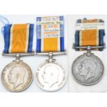 British Army WW1 medals comprising three British War Medals, named to 25514 Pte F J Clarke, killed