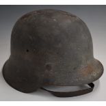 German WW2 Third Reich Nazi Luftwaffe single decal steel helmet, stamped 2562 to inner rim, complete