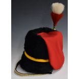 Royal Gloucestershire Hussars Other Ranks busby with scarlet bag and triple yellow cord lines,