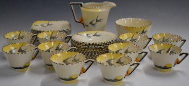 Approximately thirty one pieces of Burleighware Art Deco tea ware in the Zenith shape and