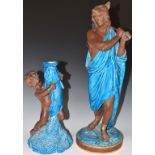 Two Royal Worcester majolica figures Hunter and Fisher Boy