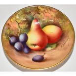 Royal Worcester painted fruit pin dish signed E Townsend, diameter 8cm