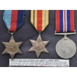 British Army WW2 medals comprising 1939/1945 Star, Africa Star and War Medal named to 4980386 Pte