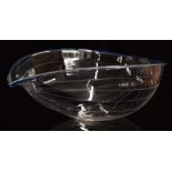 Christopher Williams art glass bowl of stylized leaf form, signed 1986, 32cm long.