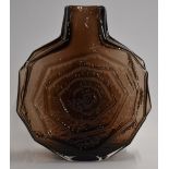 Geoffrey Baxter for Whitefriars banjo vase in cinnamon, 32cm tall.
