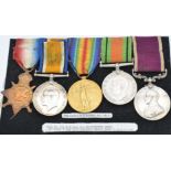 British Army WW1 medals comprising 1914 'Mons Star' with 5th August - 22nd November 1914 clasp,